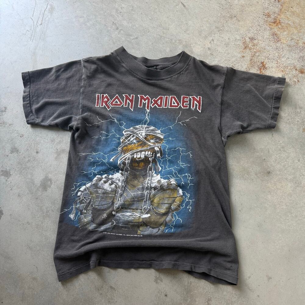 Vintage 80’s Iron Maiden American Slavery Tour Faded Band Grail T-shirt Size S